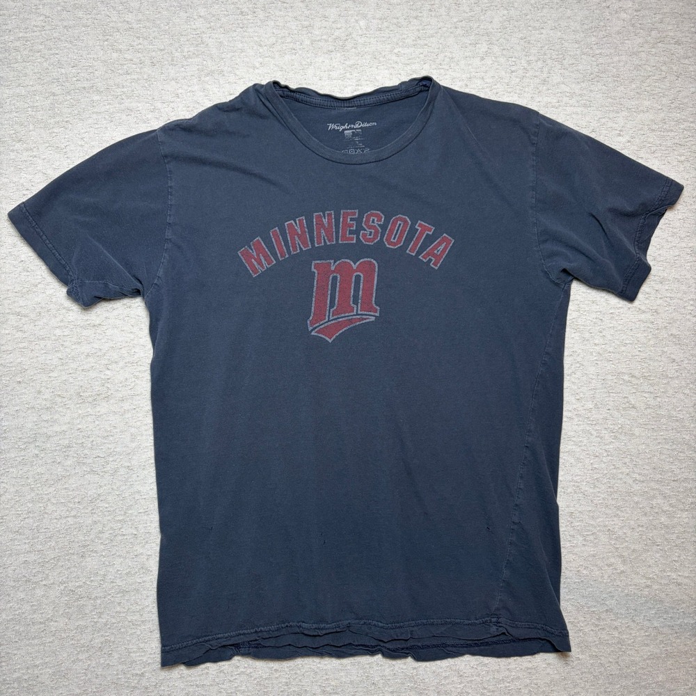 Wright &‎ Ditson Mens T-Shirt Medium Navy Blue Minnesota Twins MLB Baseball Logo